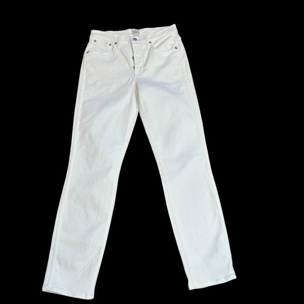 J Crew Denim White Vintage Straight Stretch Jeans Size 27 Tall Button Fly